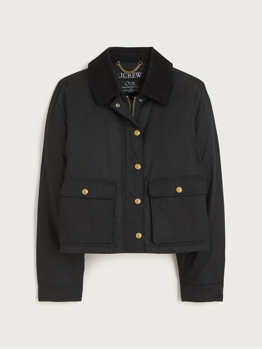 J CREW Cropped Barn Jacket™ in ripstop cotton Black Size 2X NWT $228 CN056 - Picture 6 of 9